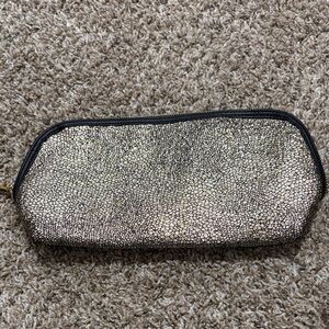 Gold Metallic and Black Women’s Zip 100% polyester Pouch Clutch